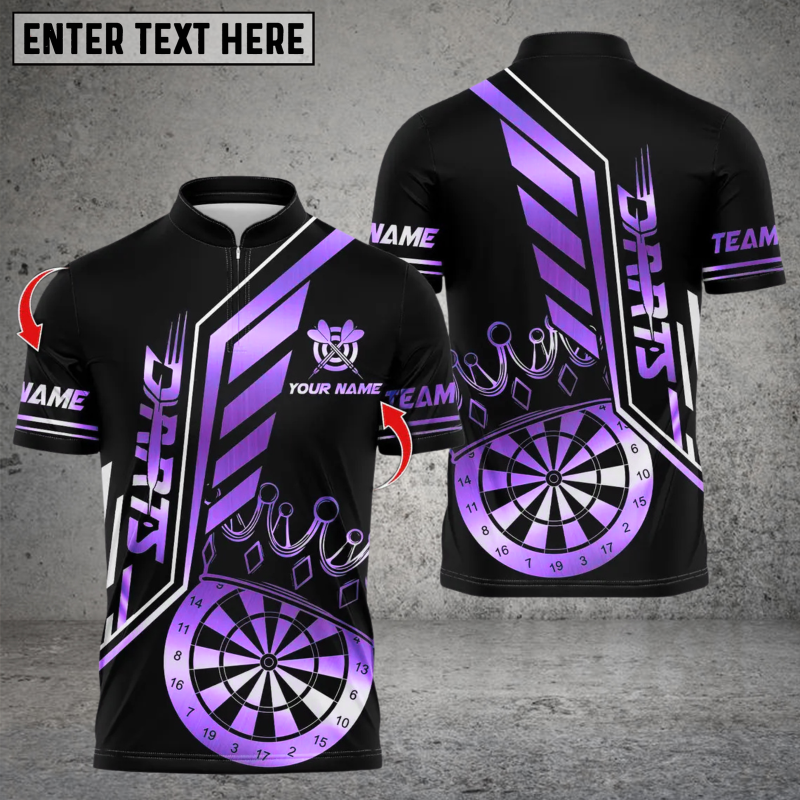 Blisscorners Darts King's Crown Design Multicolor Customized Name, Team Name 3D Shirts