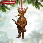 Blisscorners Personalized Acrylic Deer Hunter Christmas Ornament - Custom Name Rustic Hunting Lodge Decor LM0110