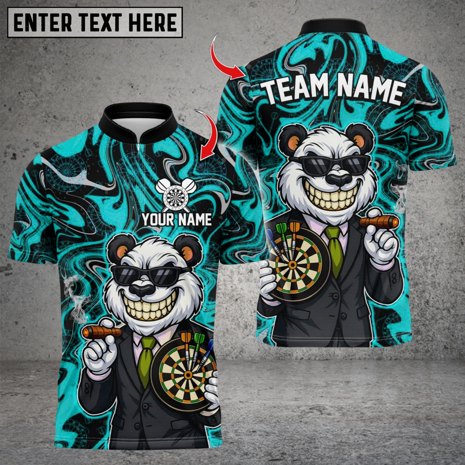 Blisscorners Darts Cool Panda Dartboard Design Multicolor Customized Name, Team Name 3D Shirts