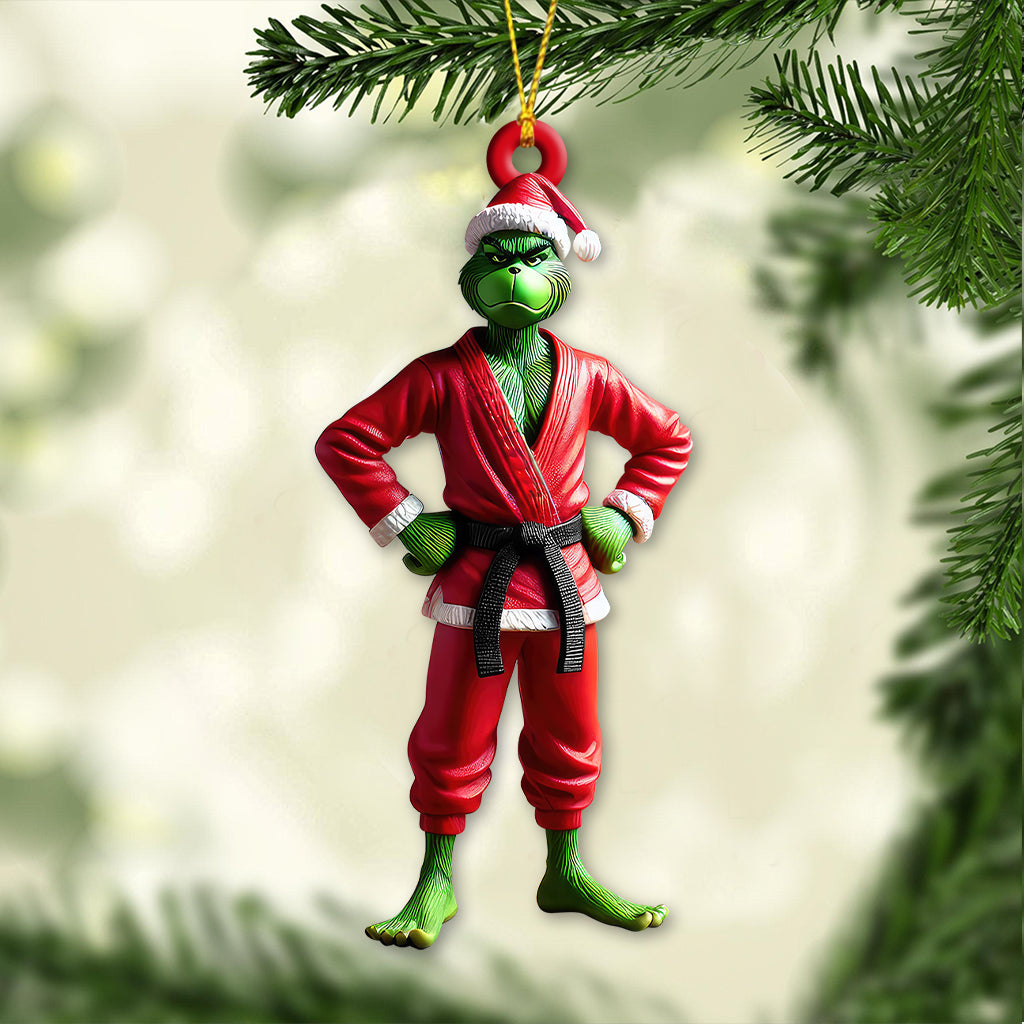 Blisscorners Custom Name Grinch Karate Ornament, Grinch Karate Christmas Gift2D Flat LM2111