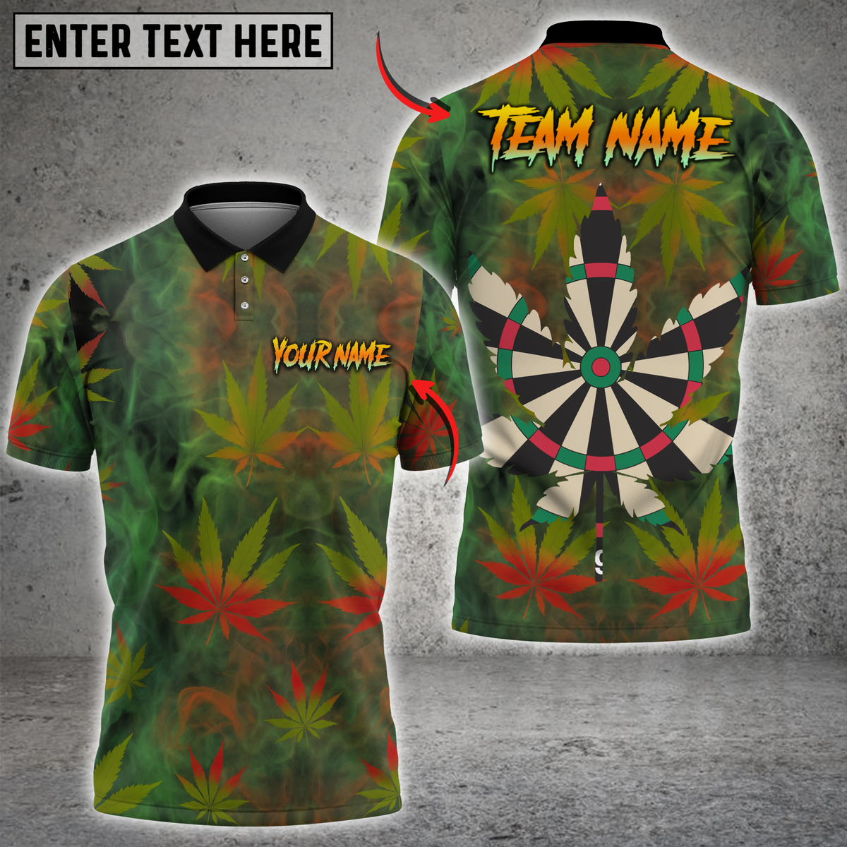 Blisscorners Darts Leaf Smoke Design Personalized Name 3D Unisex Shirt