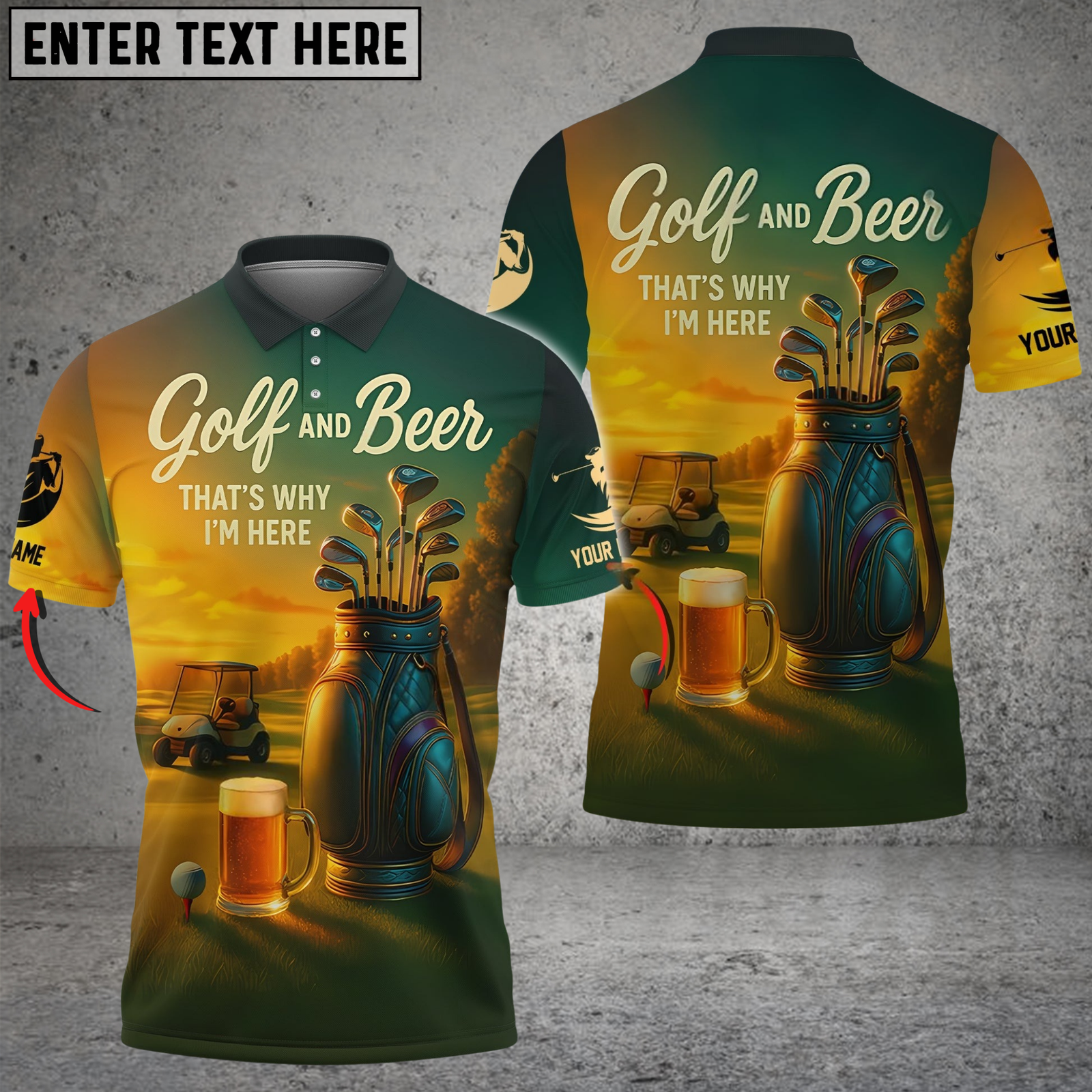 Blisscorners Golf and Beer Thatâ€™s Why Iâ€™m Here Funny Personalized Name 3D Unisex Shirt