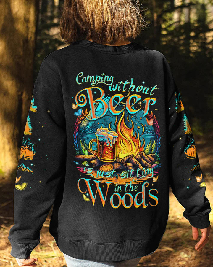 BLISSCORNERS CAMPING WITHOUT BEER IS JUST SITTING IN THE WOODS ALL OVER PRINT