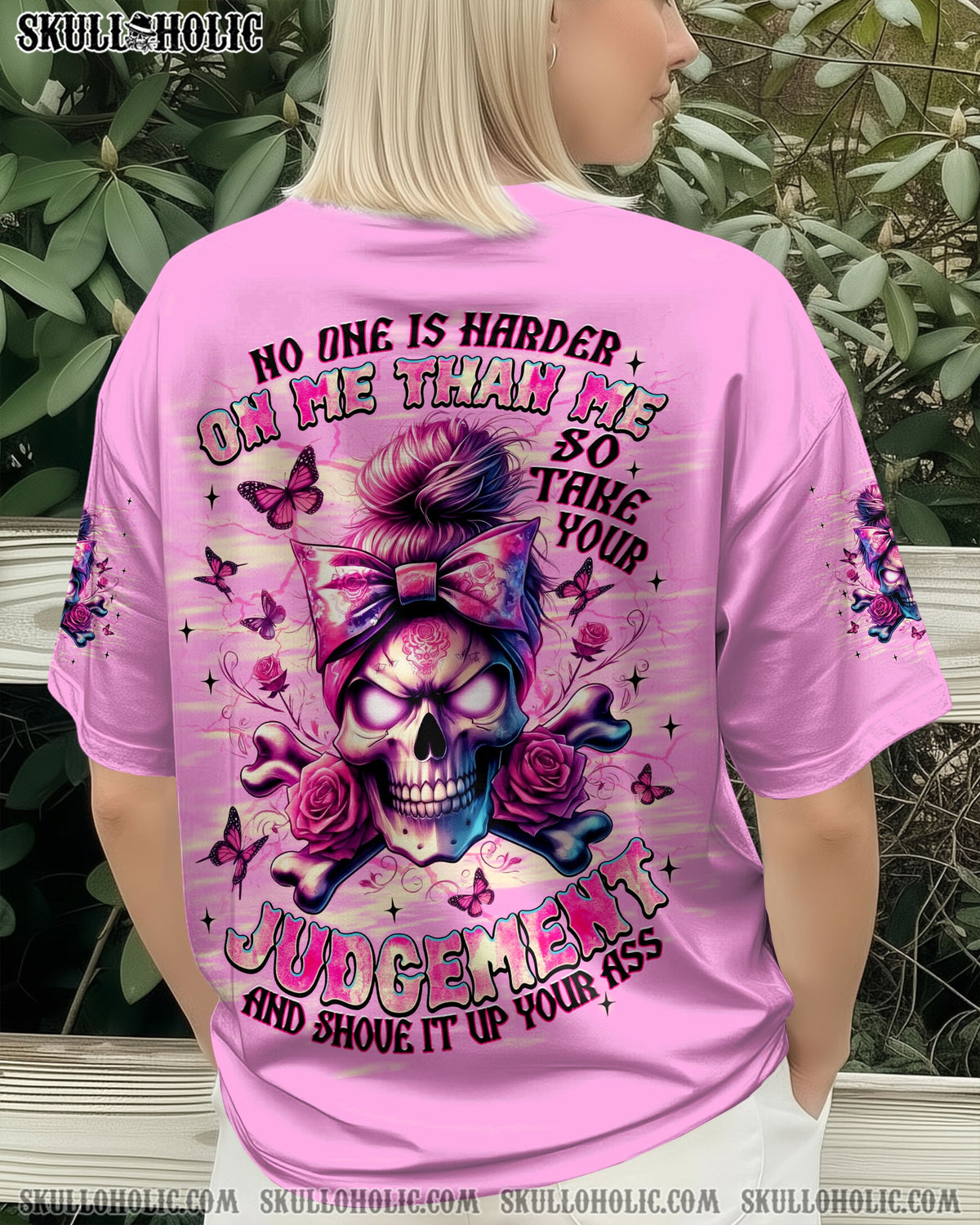 BLISSCORNERS HOW HEARTLESS I CAN BE SKULL MESSY BUN ALL OVER PRINT