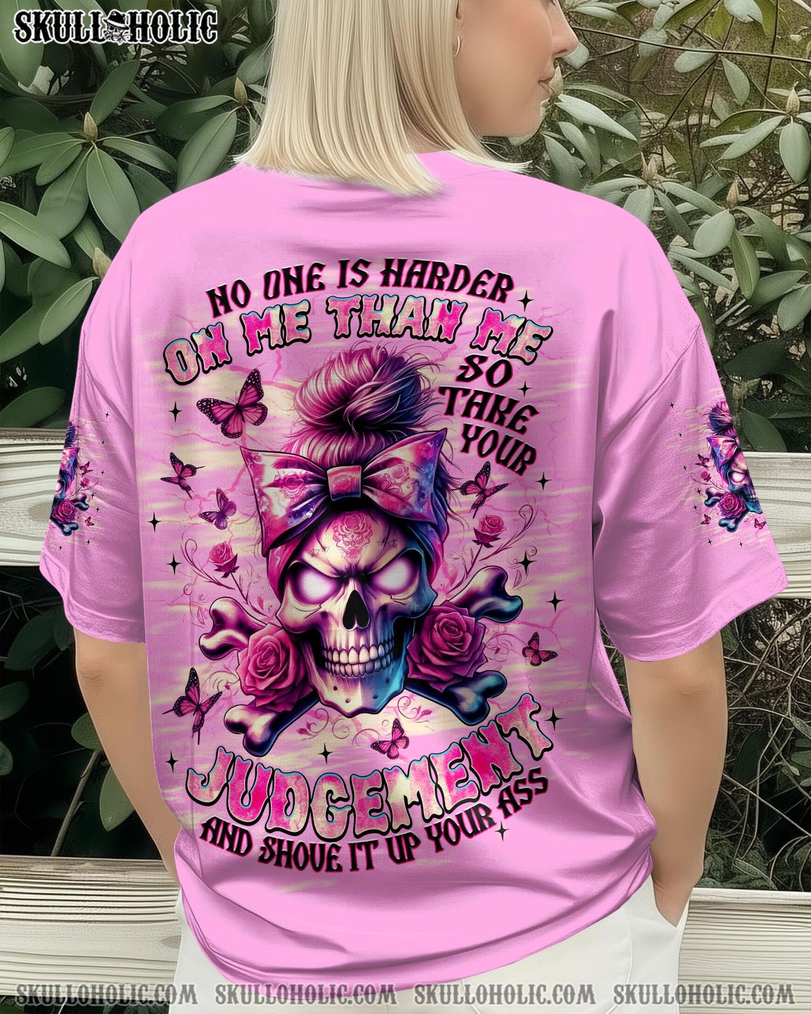 BLISSCORNERS HOW HEARTLESS I CAN BE SKULL MESSY BUN ALL OVER PRINT