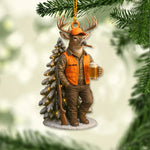 Blisscorners Deer Hunter Christmas Ornament, Custom Name Hunting Ornament, Beer & Buck Holiday Decor, Gift for Hunters and Outdoorsmen