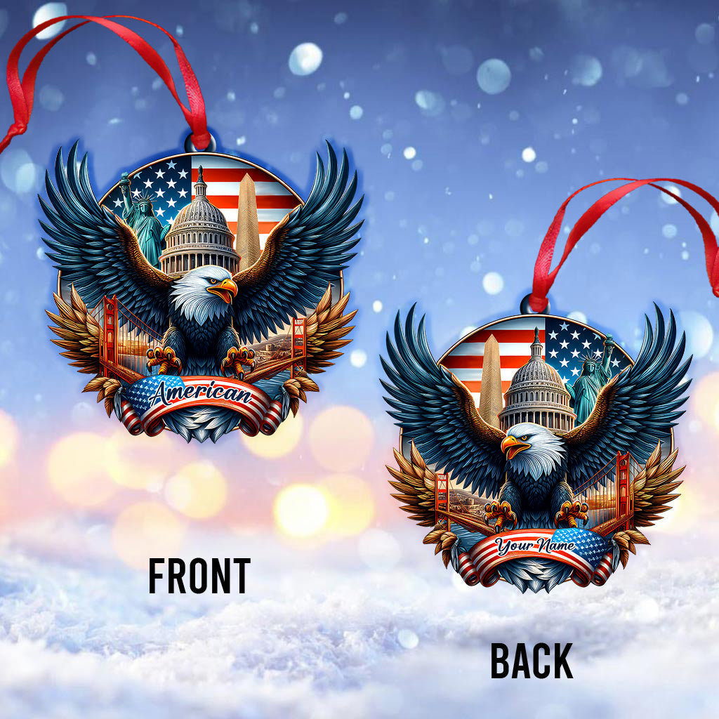 Blisscorners Custom Name American Ornament, Christmas Gift for American Lover2D Flat LM2211