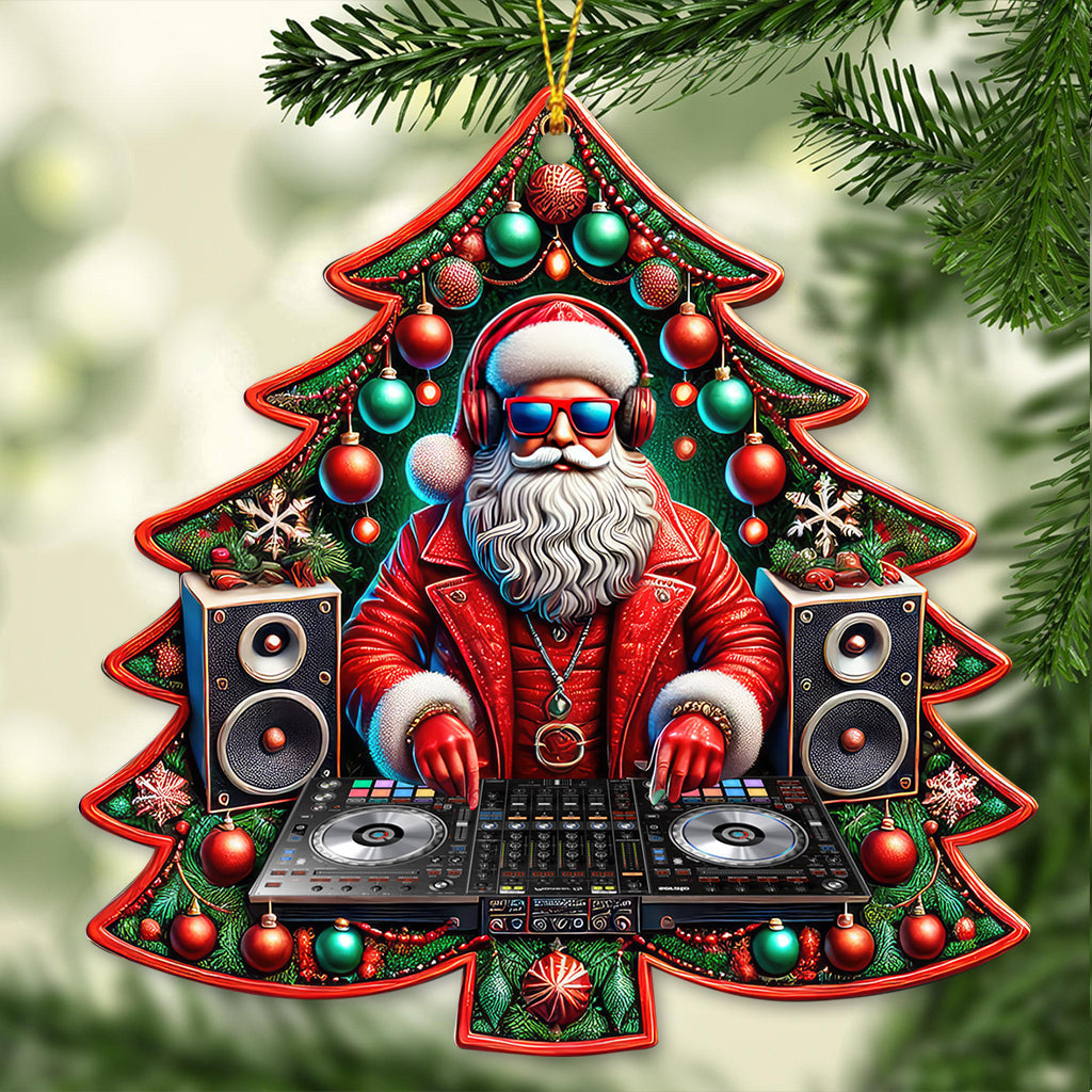Blisscorners Custom Name Disc Jockey Santa Ornament, DJ Christmas Gift2D Flat LM2211