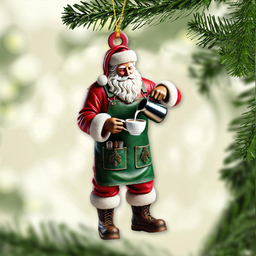 Blisscorners Custom Name Santa Bartender Ornament, Home Decor Christmas Gift2D Flat LM2211