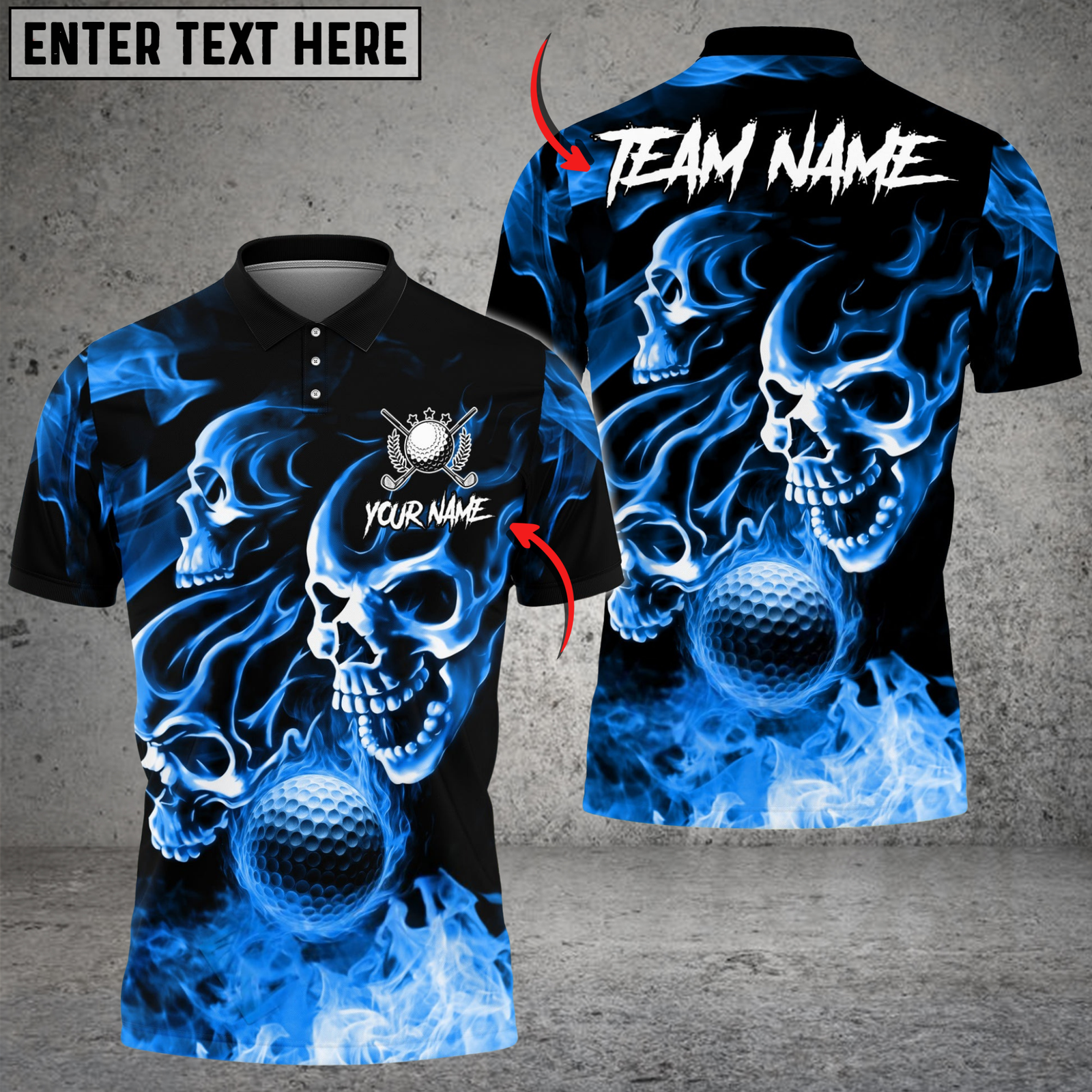 Blisscorners Golf Fire Flame Skull Multicolor Customized Name, Team Name 3D Shirts
