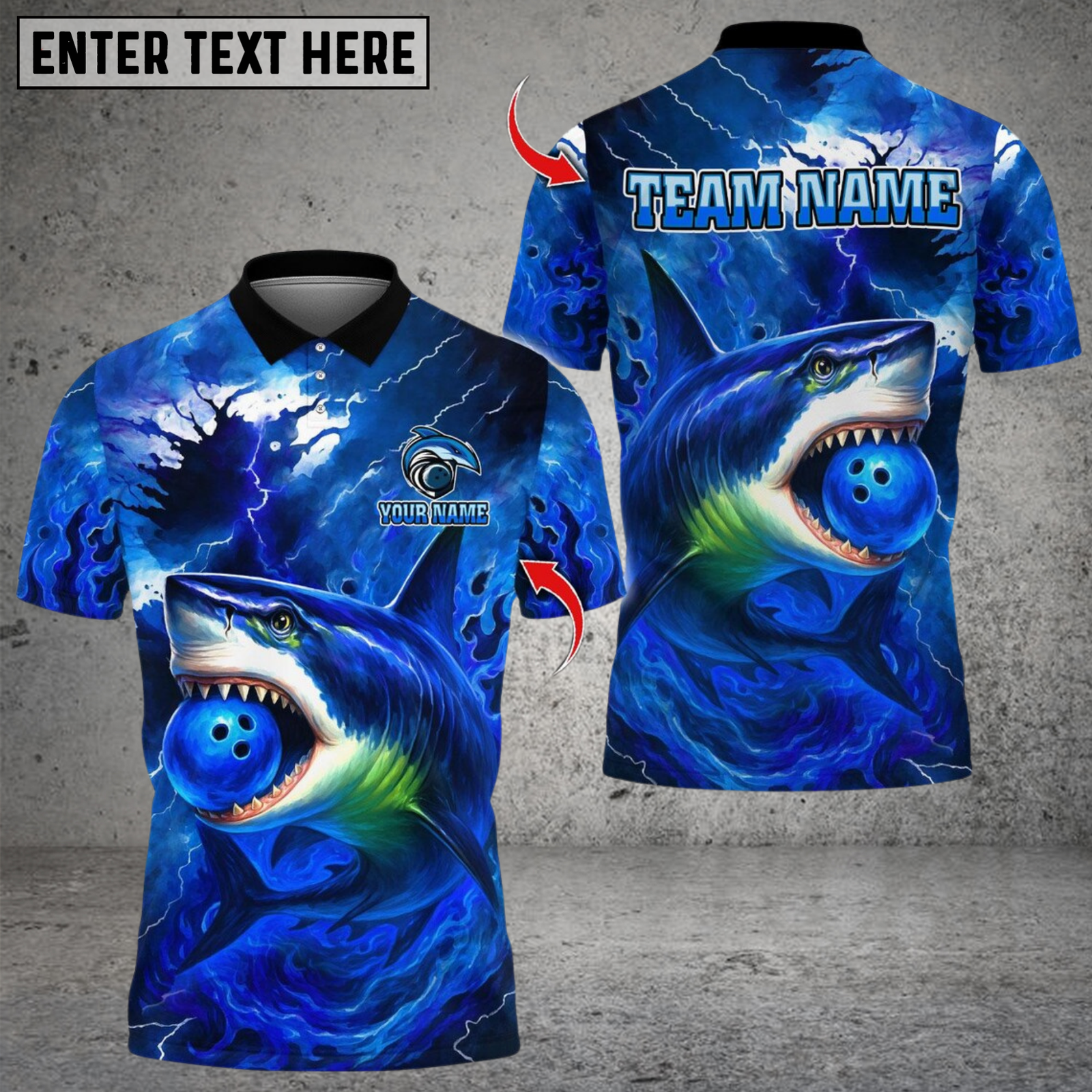 Blisscorners Bowling And Pins Storm Shark Design Multicolor Customized Name, Team Name 3D Shirts