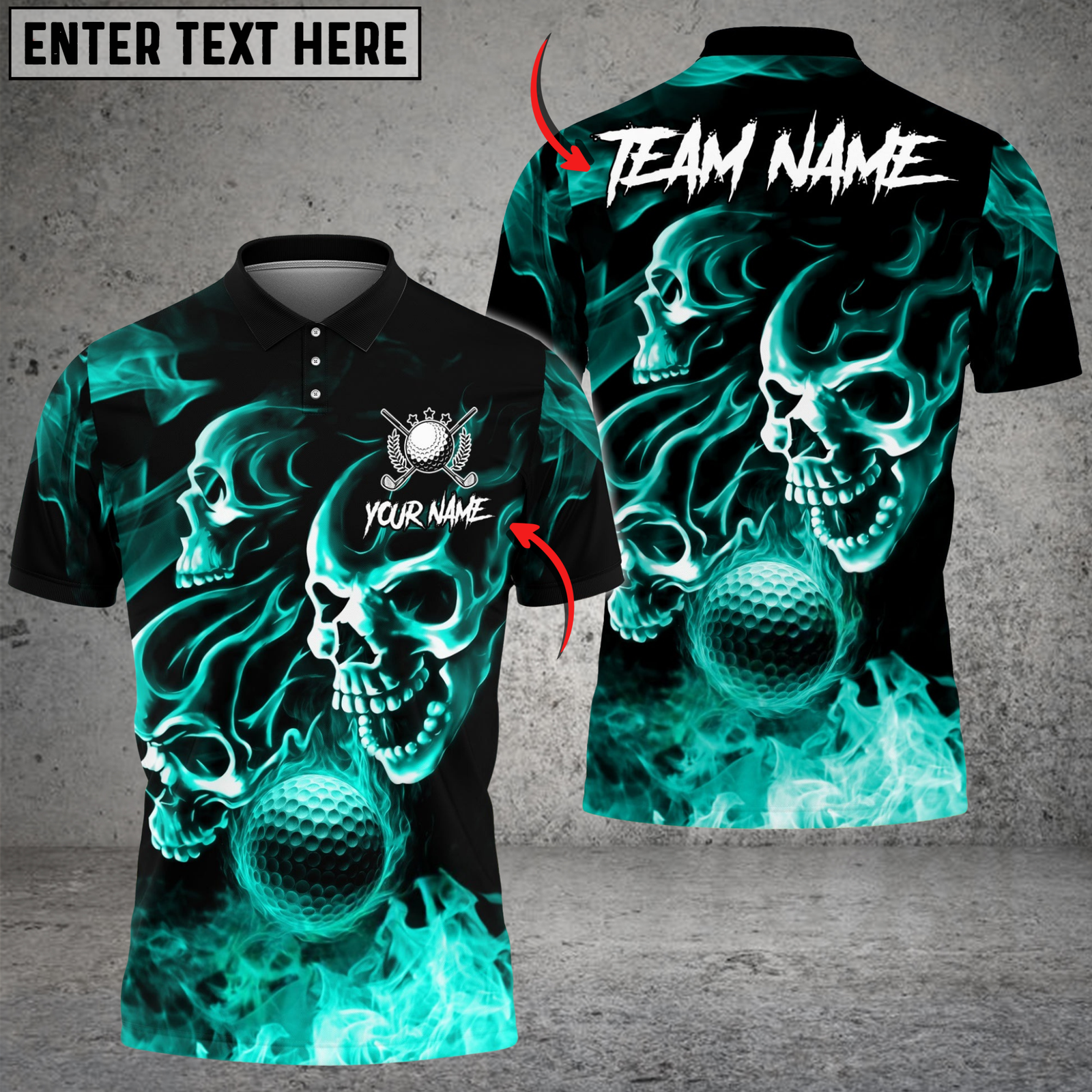 Blisscorners Golf Fire Flame Skull Multicolor Customized Name, Team Name 3D Shirts