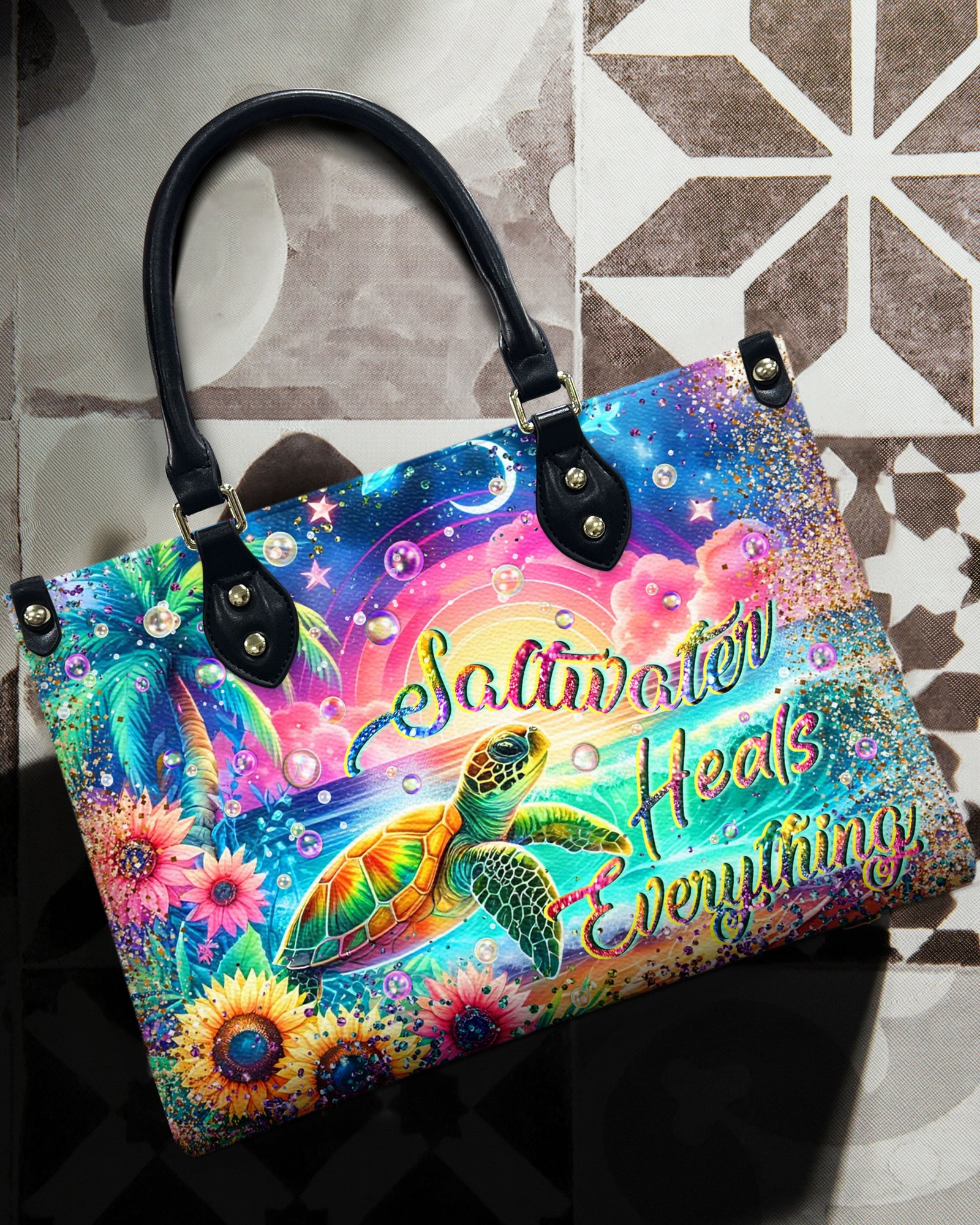 BLISSCORNERS SALTWATER HEALS EVERYTHING LEATHER HANDBAG