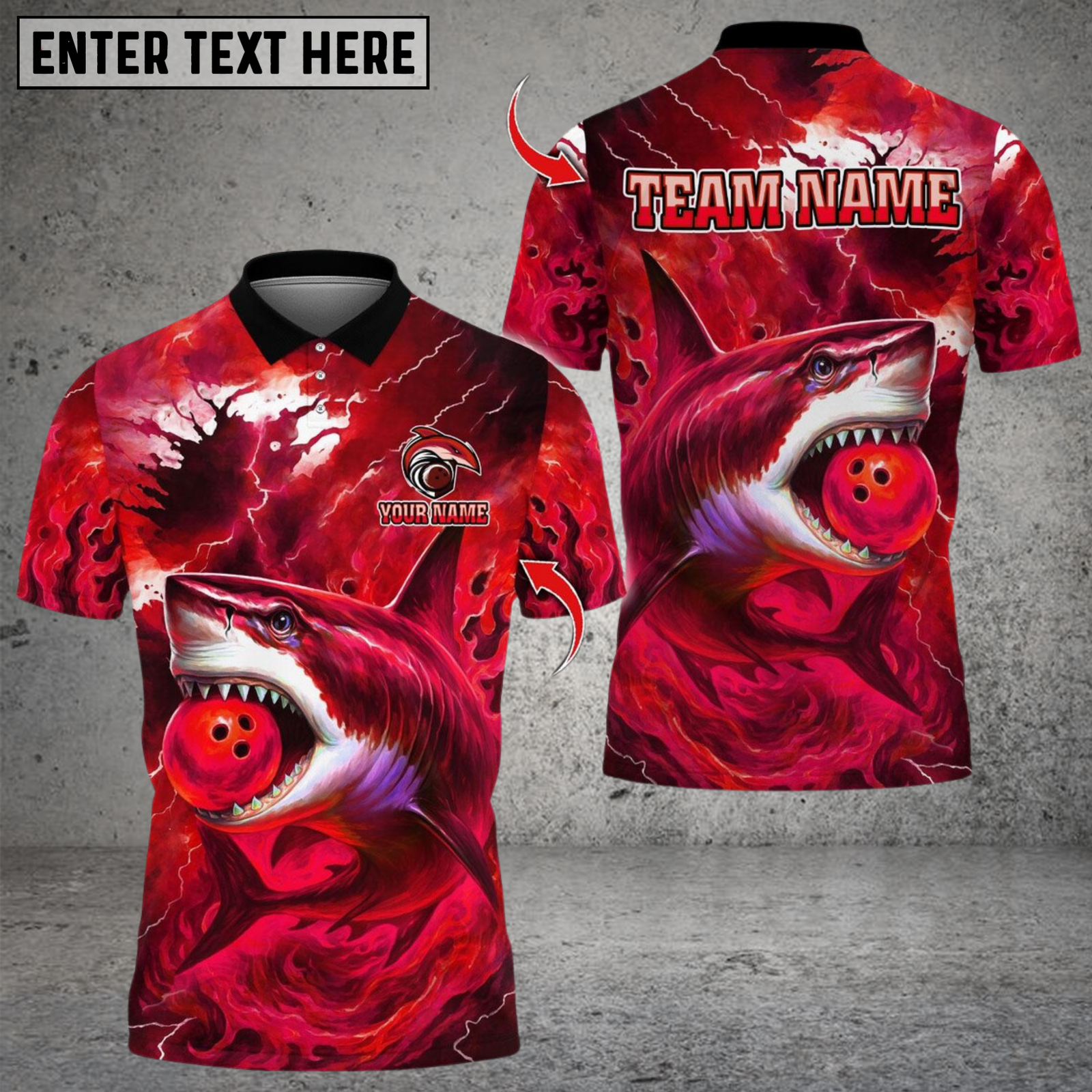 Blisscorners Bowling And Pins Storm Shark Design Multicolor Customized Name, Team Name 3D Shirts