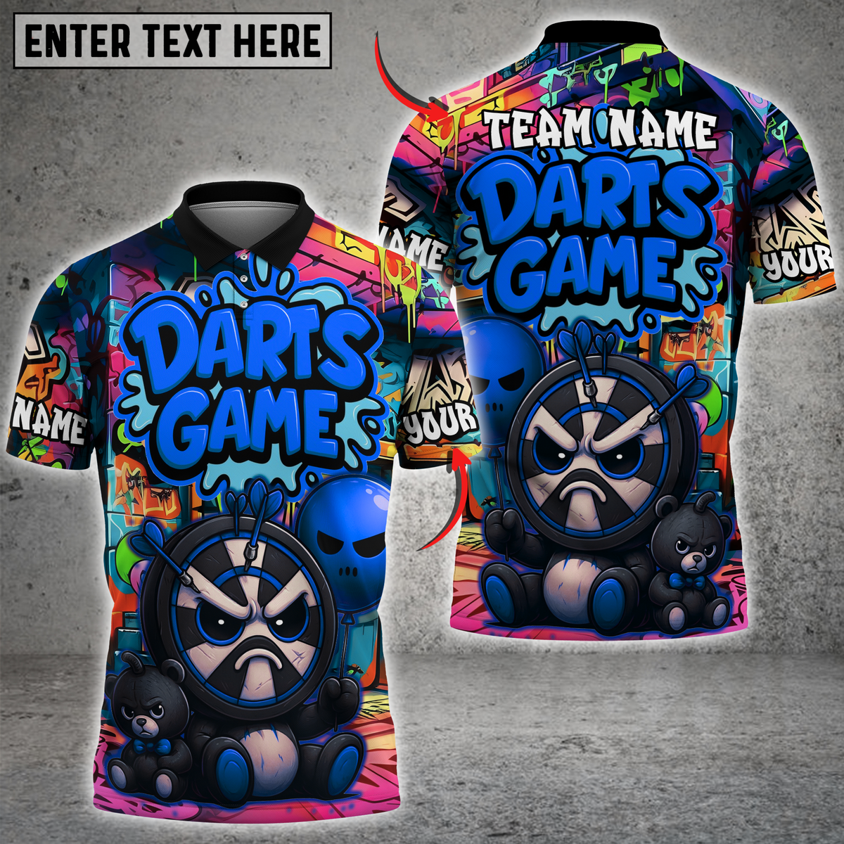 Blisscorners Darts Street Graffiti Multicolor Customized Name, Team Name 3D Shirts 2