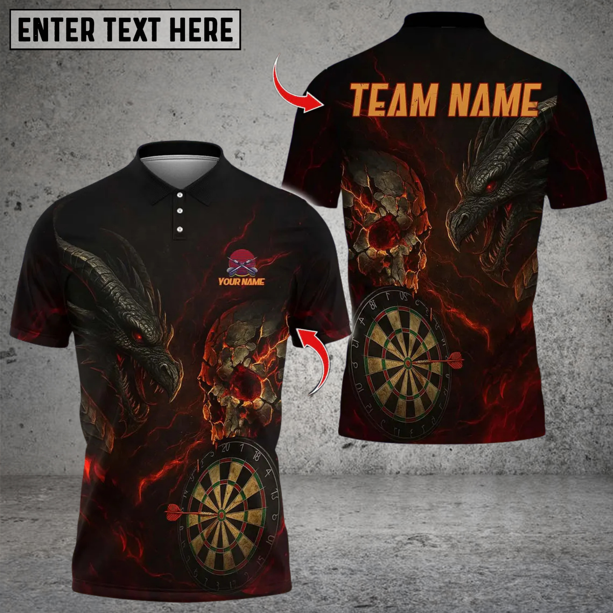 Blisscorners Darts Dark Vibes Mystery Skull Multicolor Customized Name, Team Name 3D Shirts