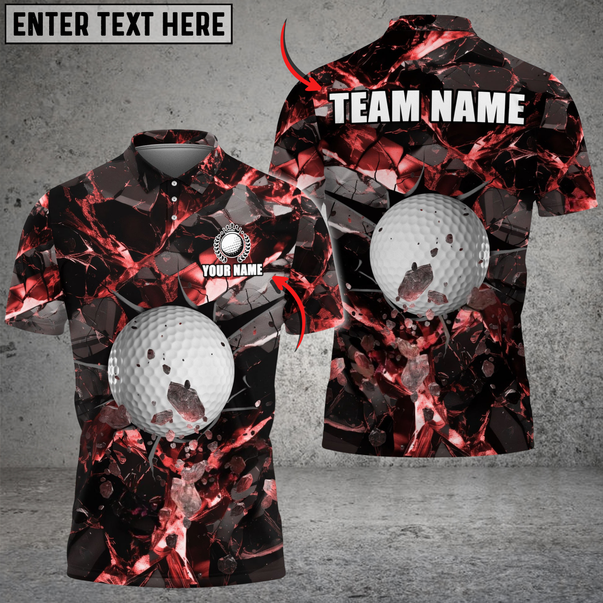 Blisscorners Golf Ball Dark Material Multicolor Customized Name, Team Name 3D Shirts