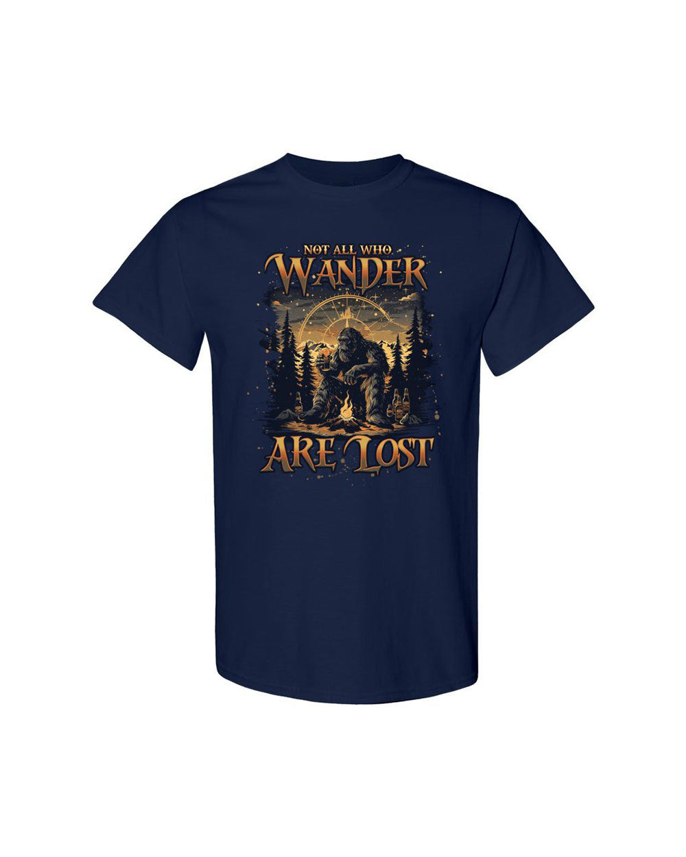 BLISSCORNERS NOT ALL WHO WANDER ARE LOST BIGFOOT COMPASS  COTTON SHIRT