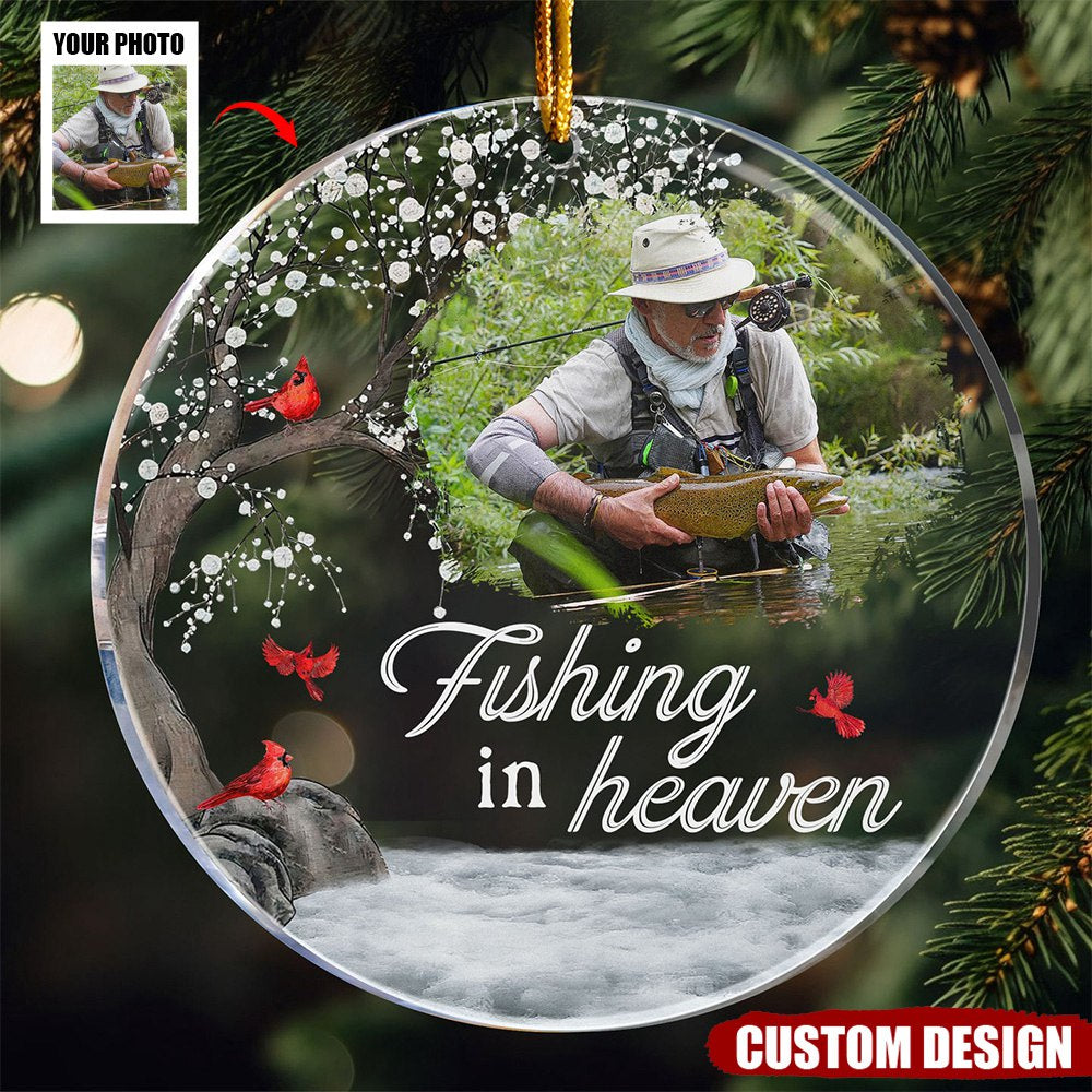 Blisscorners Fishing In Heaven - Memorial Personalized Acrylic Photo Ornament