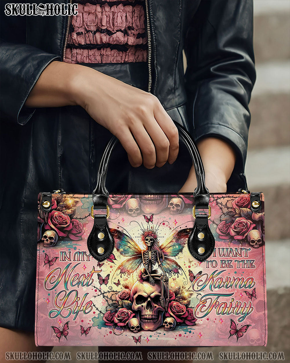 BLISSCORNERS KARMA FAIRY SKELETON SKULL LEATHER HANDBAG