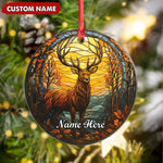 Blisscorners Personalized Deer Ornament, Custom Name Christmas Decoration, Rustic Woodland Animal Ornament for Holiday Tree LM0411