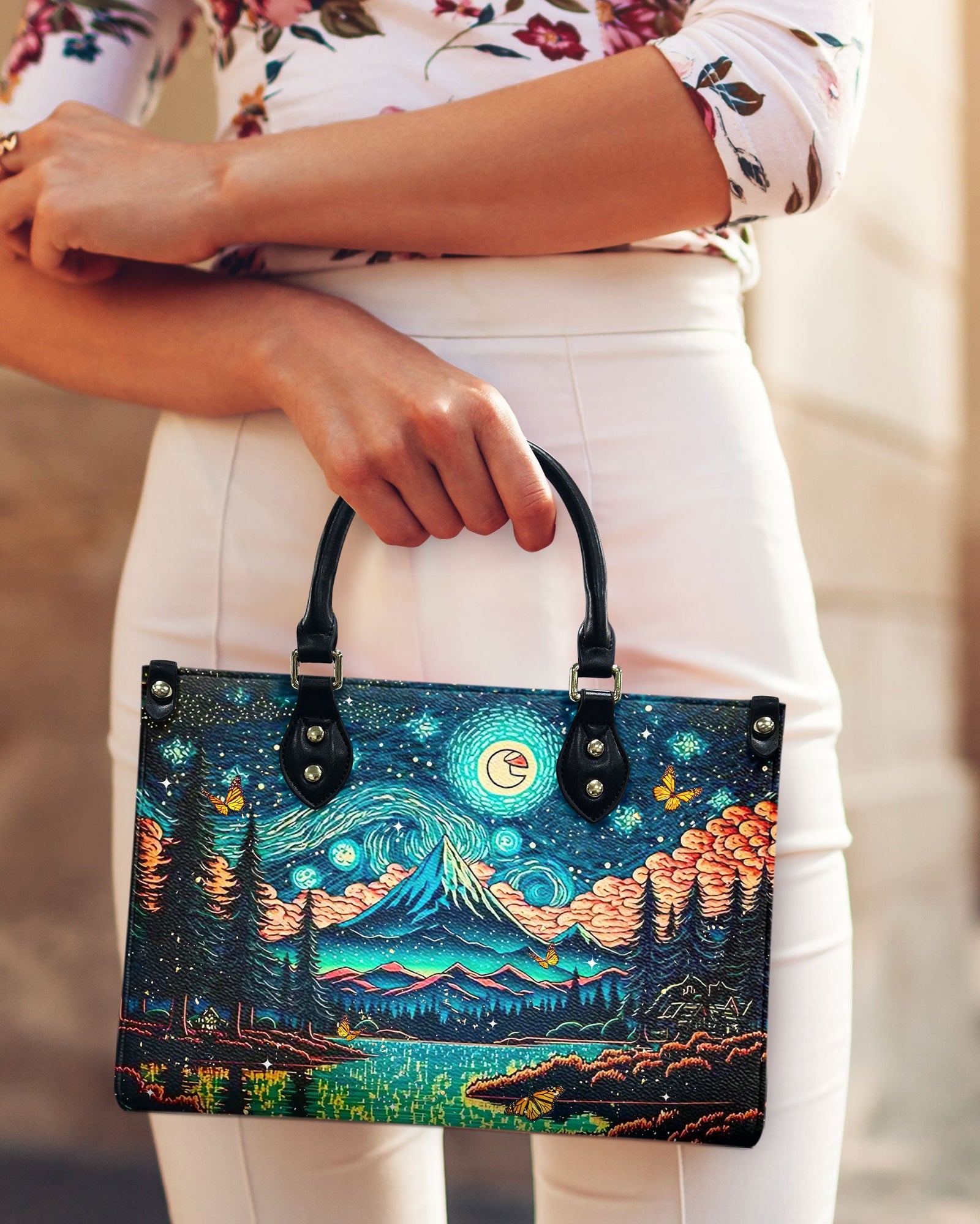 BLISSCORNERS BEAUTIFUL SCENE LEATHER HANDBAG