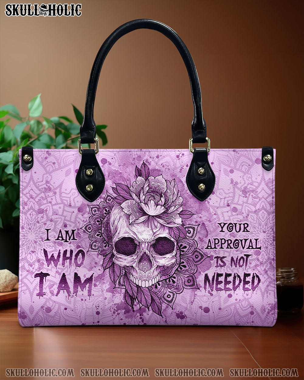 BLISSCORNERS I AM WHO I AM SKULL LEATHER HANDBAG