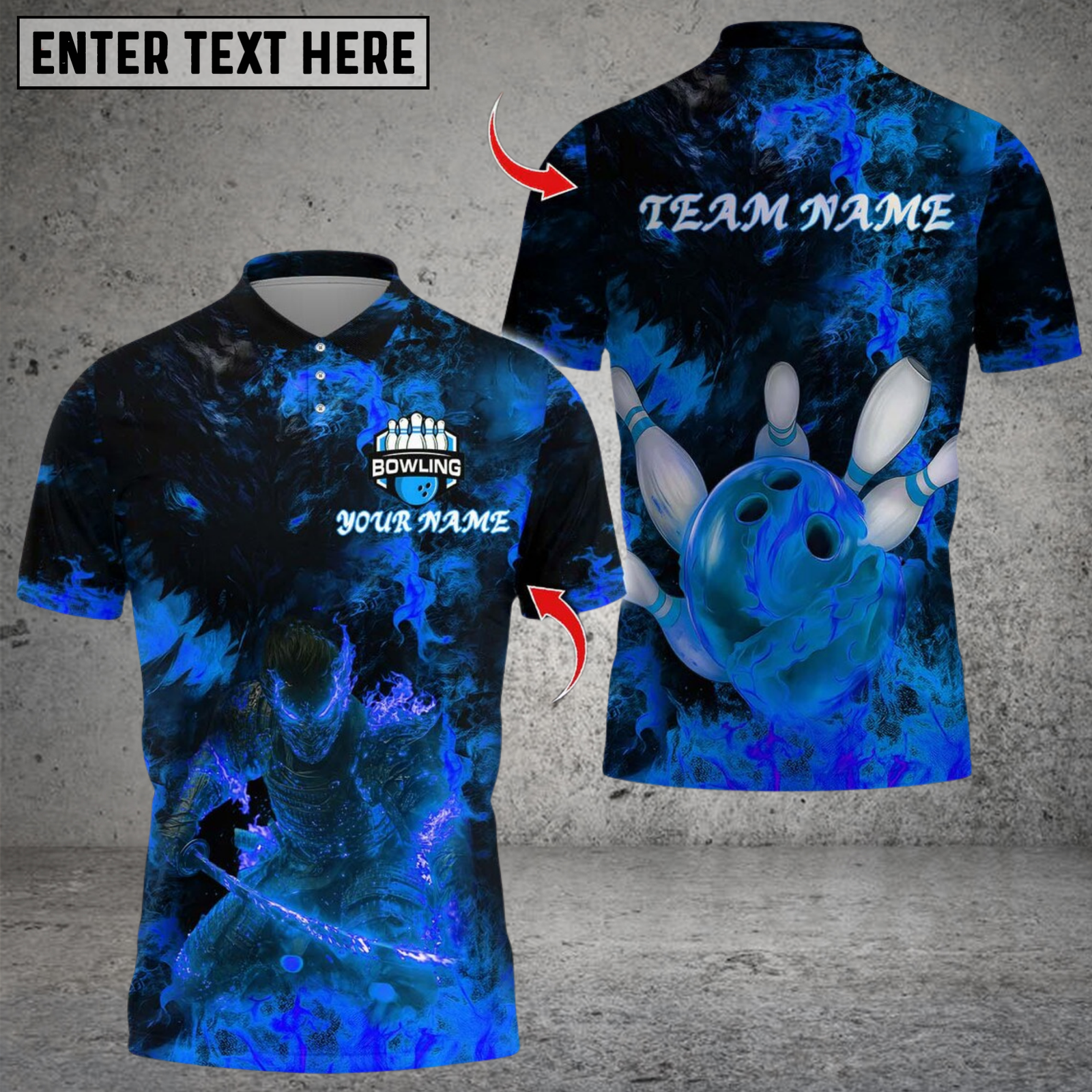 Blisscorners Bowling And Pin Samurai Inferno Design Multicolor Customized Name, Team Name 3D Shirts