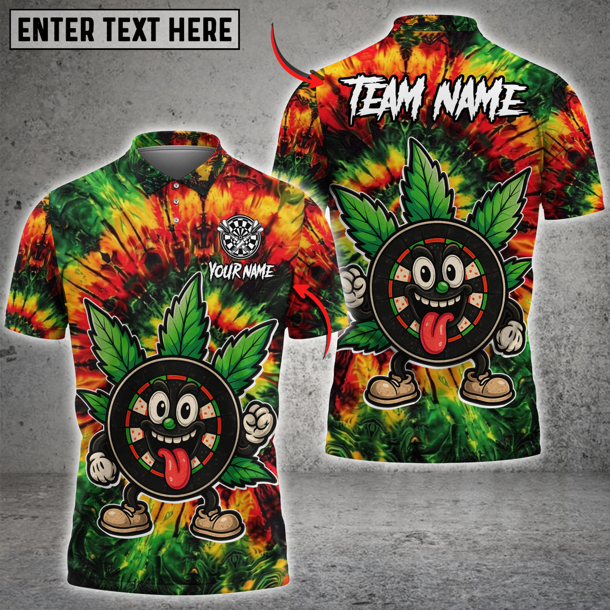 Blisscorners Darts Tie-Dye Cartoon Design Personalized Name 3D Unisex Shirt