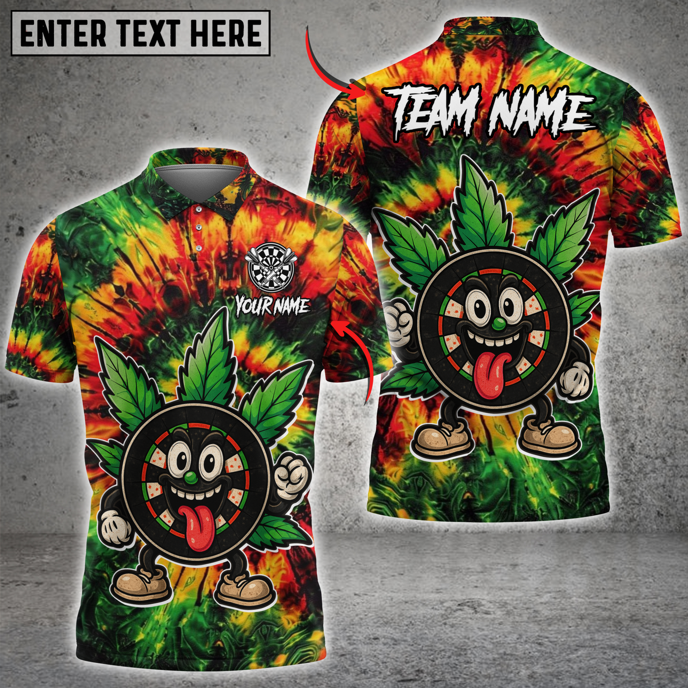 Blisscorners Darts Tie-Dye Cartoon Design Personalized Name 3D Unisex Shirt