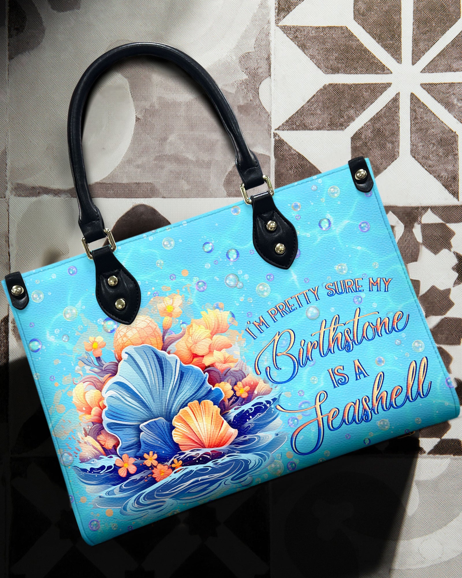 BLISSCORNERS I'M PRETTY SURE MY BIRTHSTONE LEATHER HANDBAG
