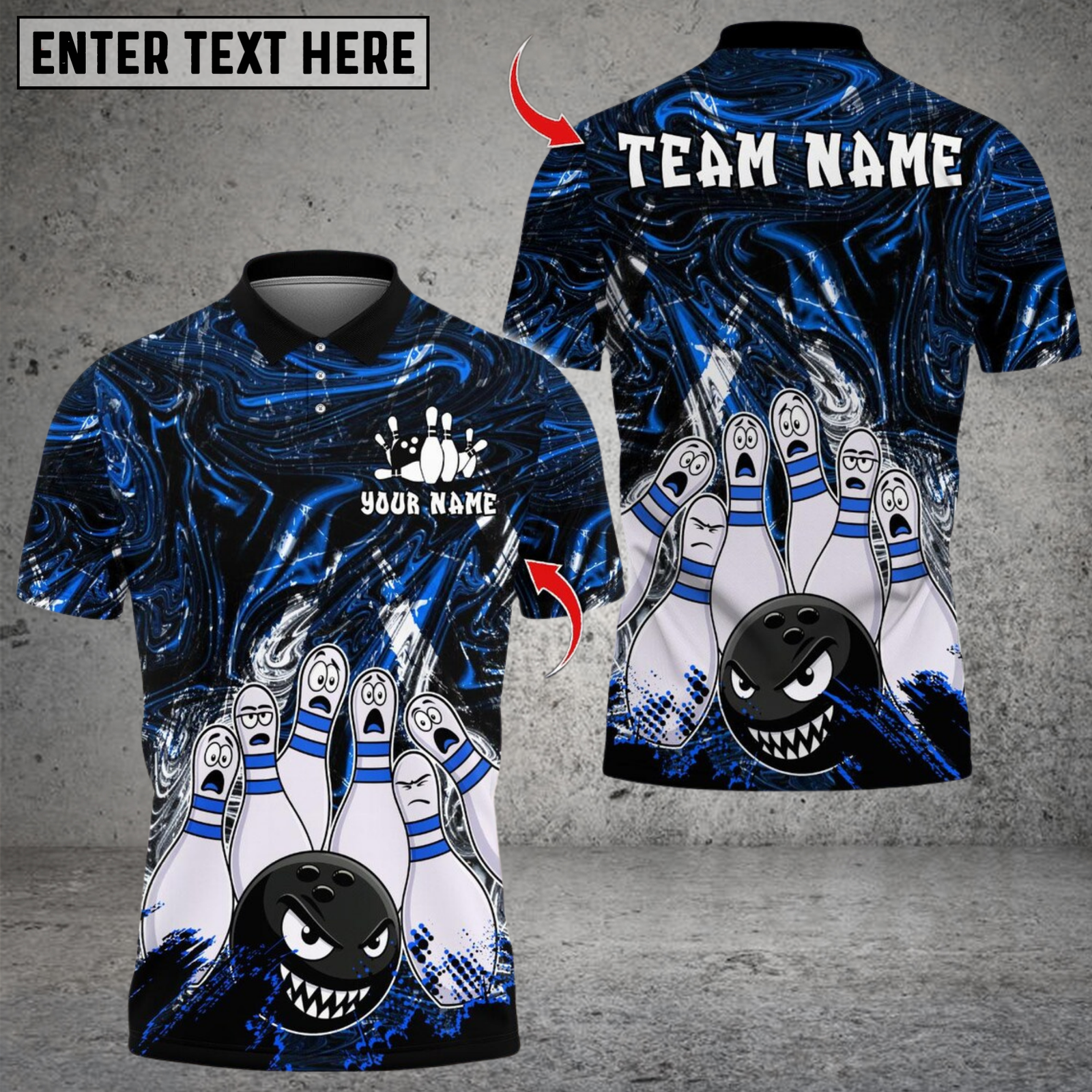Blisscorners Bowling Angry Ball vs Screaming Pins Multicolor Customized Name, Team Name 3D Shirts