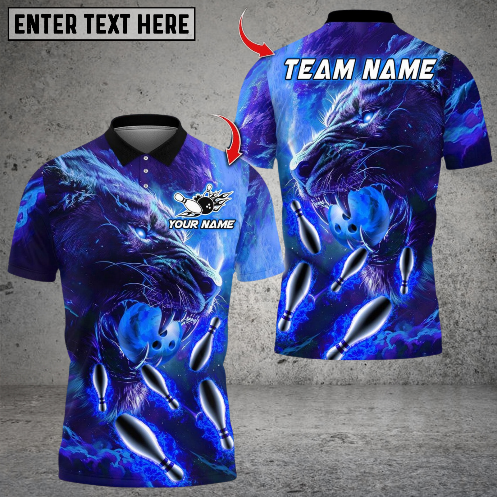 Blisscorners Bowling Flame Super Lion Multicolor Customized Name, Team Name 3D Shirts