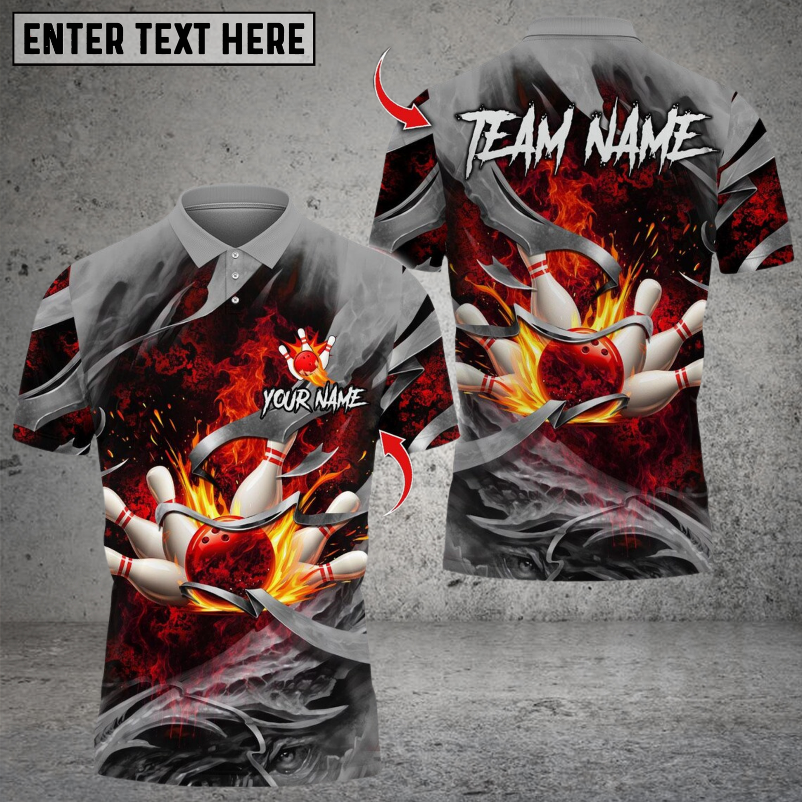 Blisscorners Bowling Smoke Metal Design Multicolor Customized Name, Team Name 3D Shirts