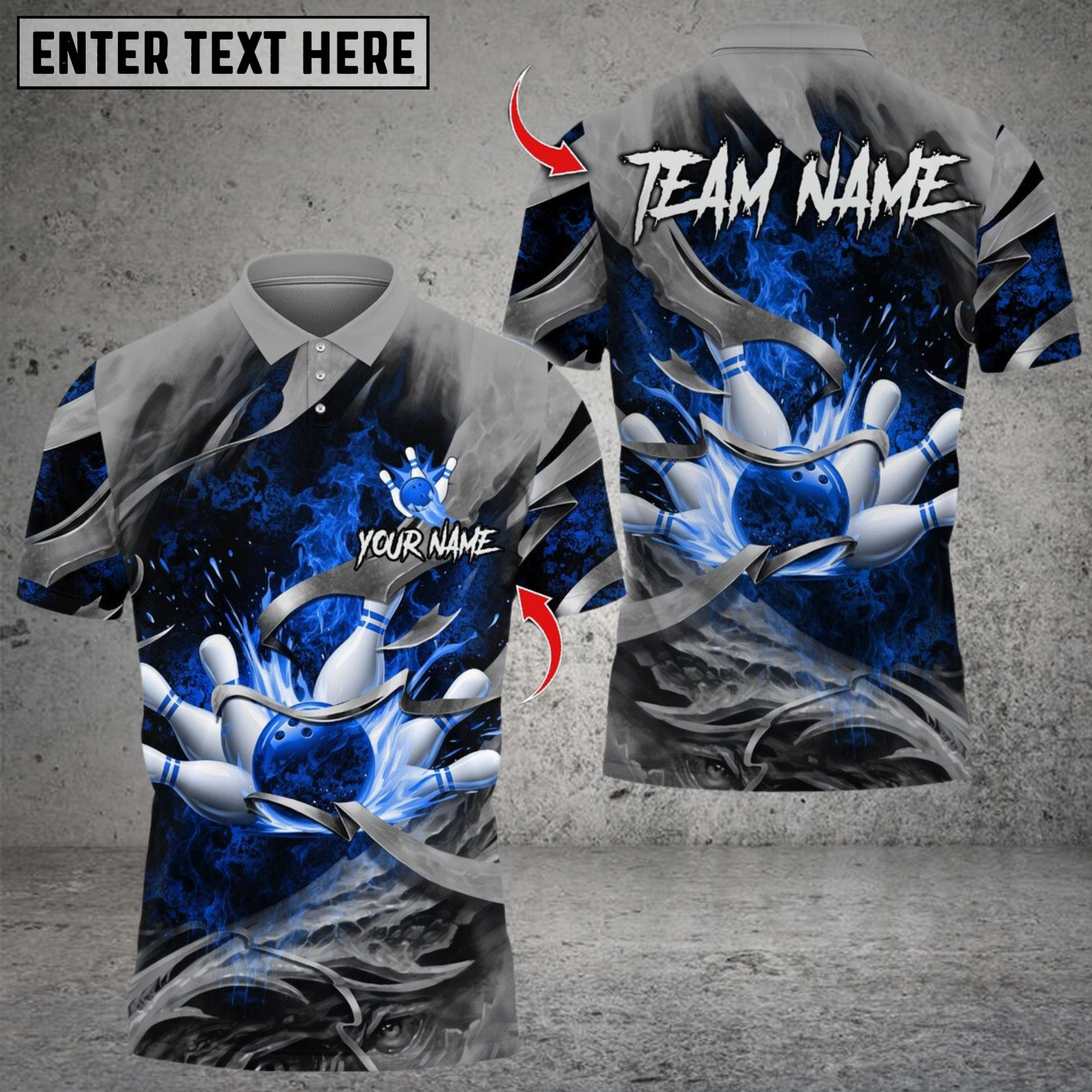 Blisscorners Bowling Smoke Metal Design Multicolor Customized Name, Team Name 3D Shirts