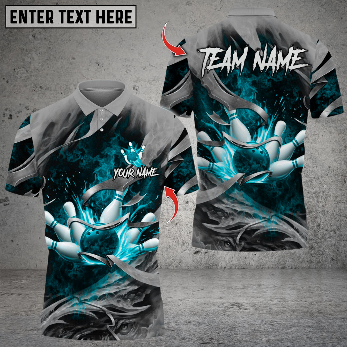 Blisscorners Bowling Smoke Metal Design Multicolor Customized Name, Team Name 3D Shirts