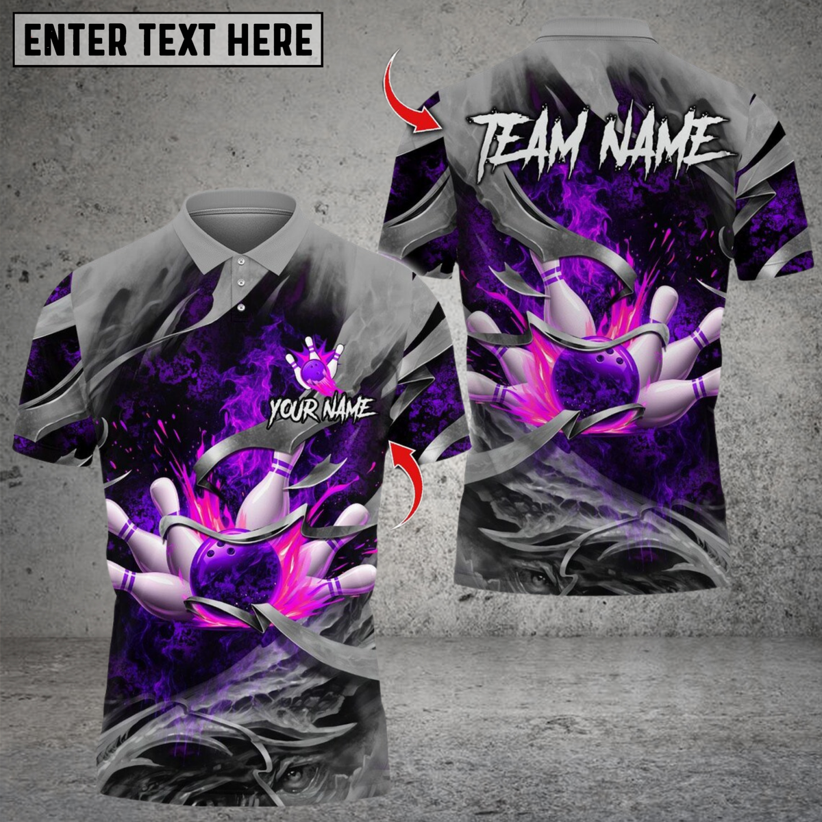 Blisscorners Bowling Smoke Metal Design Multicolor Customized Name, Team Name 3D Shirts