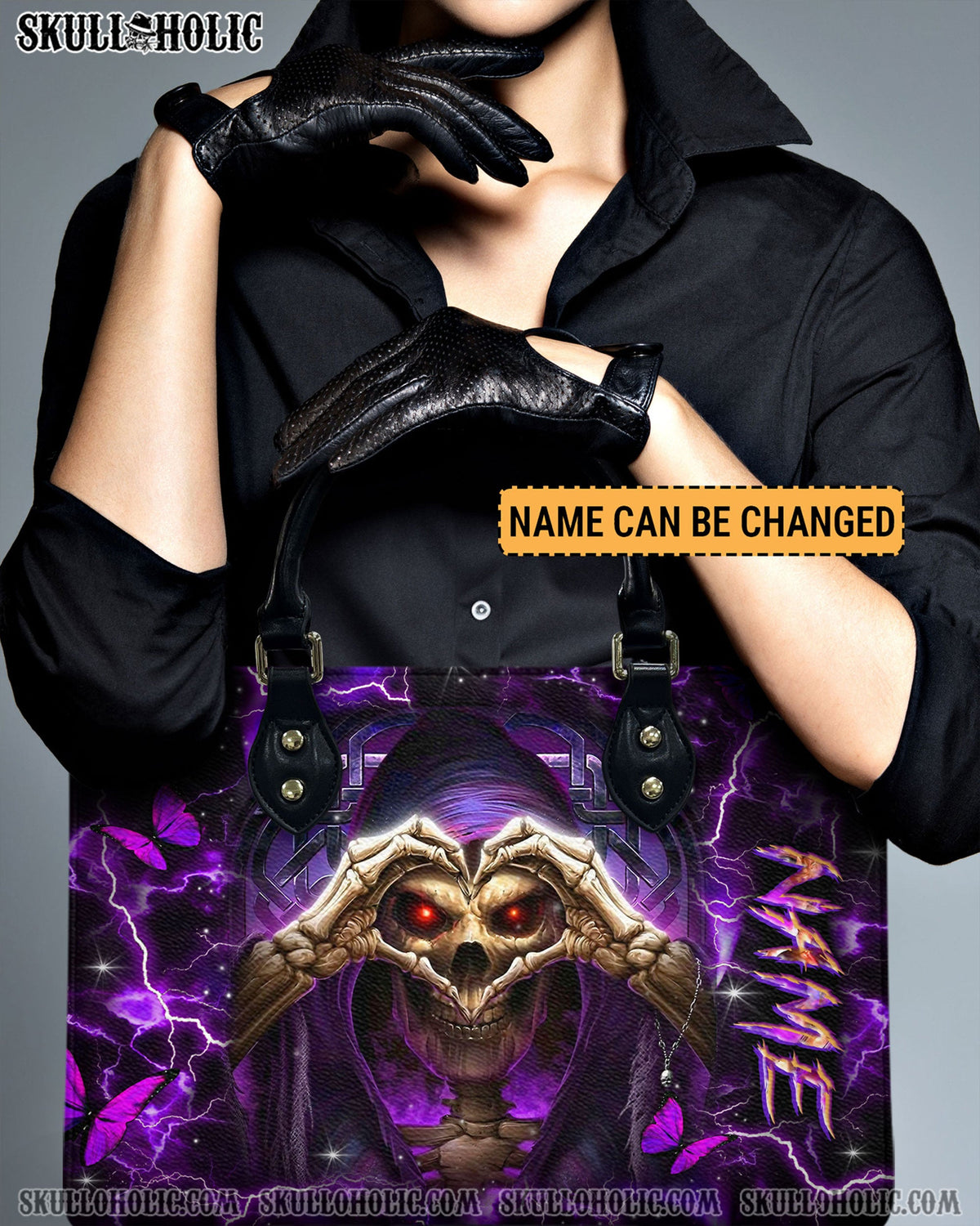 BLISSCORNERS SKULL REAPER LOVE LEATHER HANDBAG