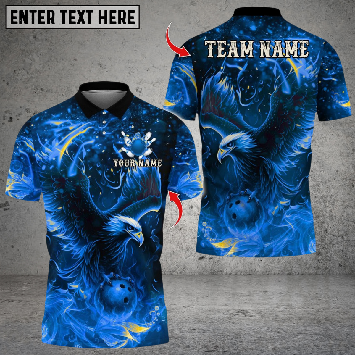 Blisscorners Bowling Flame Eagle Design Multicolor Customized Name, Team Name 3D Shirts
