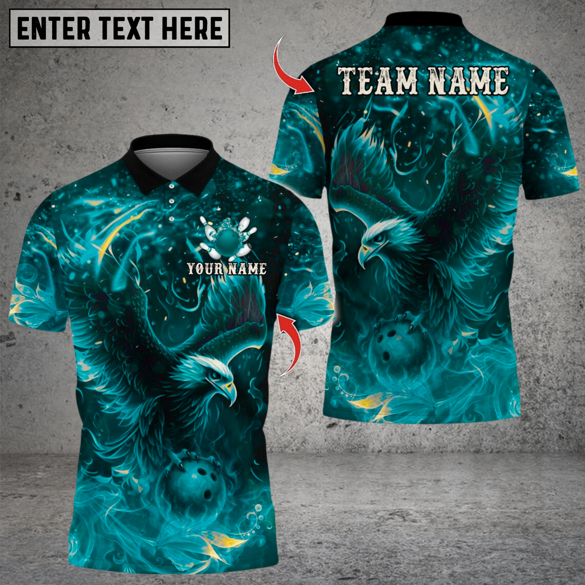 Blisscorners Bowling Flame Eagle Design Multicolor Customized Name, Team Name 3D Shirts