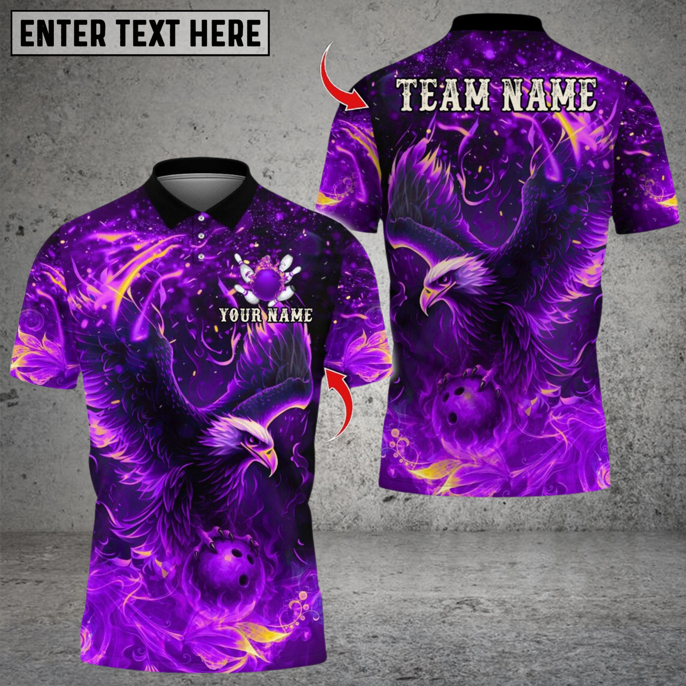 Blisscorners Bowling Flame Eagle Design Multicolor Customized Name, Team Name 3D Shirts
