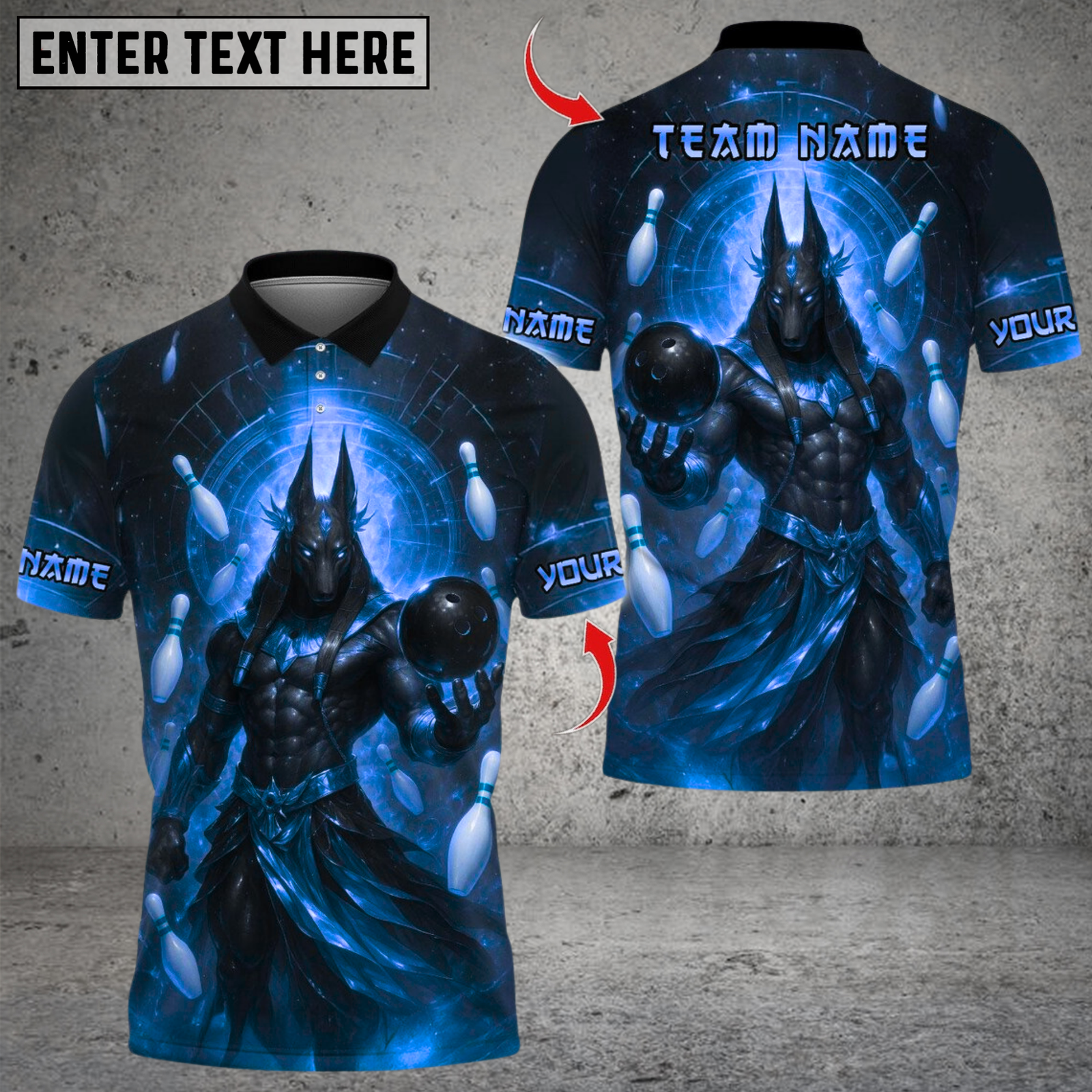 Blisscorners Bowling Ancient Egyptian God Anubis Multicolor Customized Name, Team Name 3D Shirts