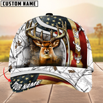 Blisscorners USA Flag Deer Hunting Camouflage Pattern Multicolor Personalized Name 3D Cap