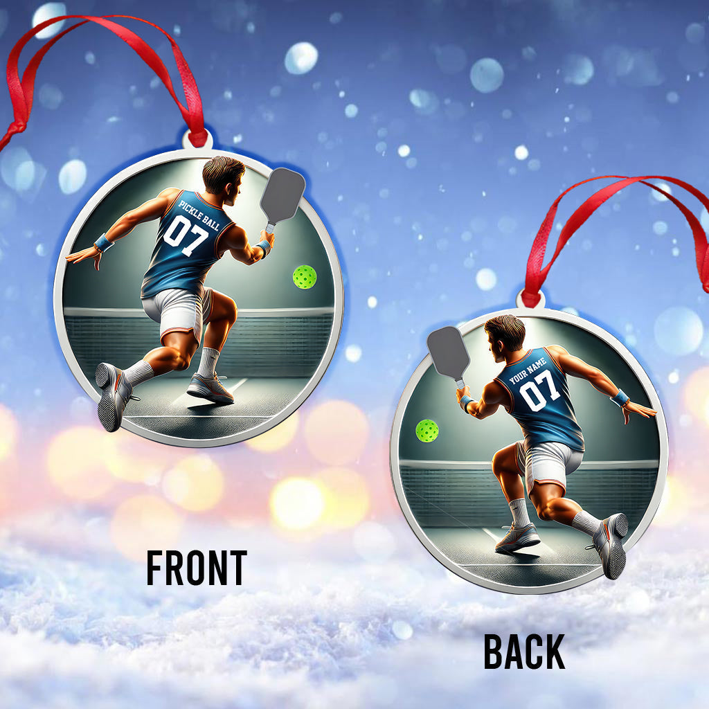 Blisscorners Custom Name and Number Pickleball Ornament, Christmas Gift for Pickleball Lover2D Flat LM2211