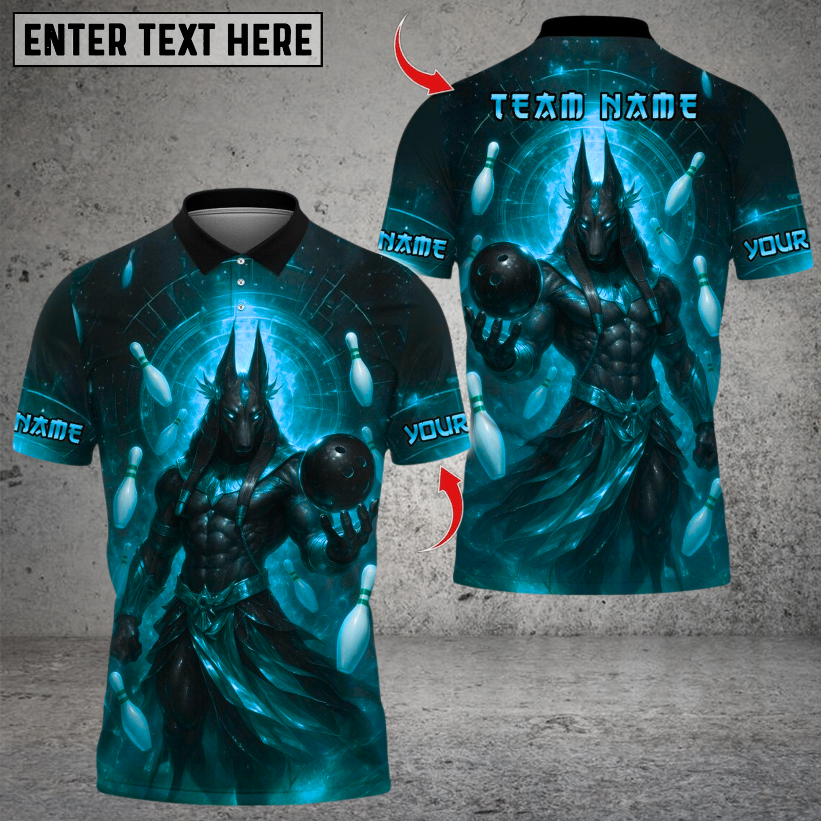 Blisscorners Bowling Ancient Egyptian God Anubis Multicolor Customized Name, Team Name 3D Shirts