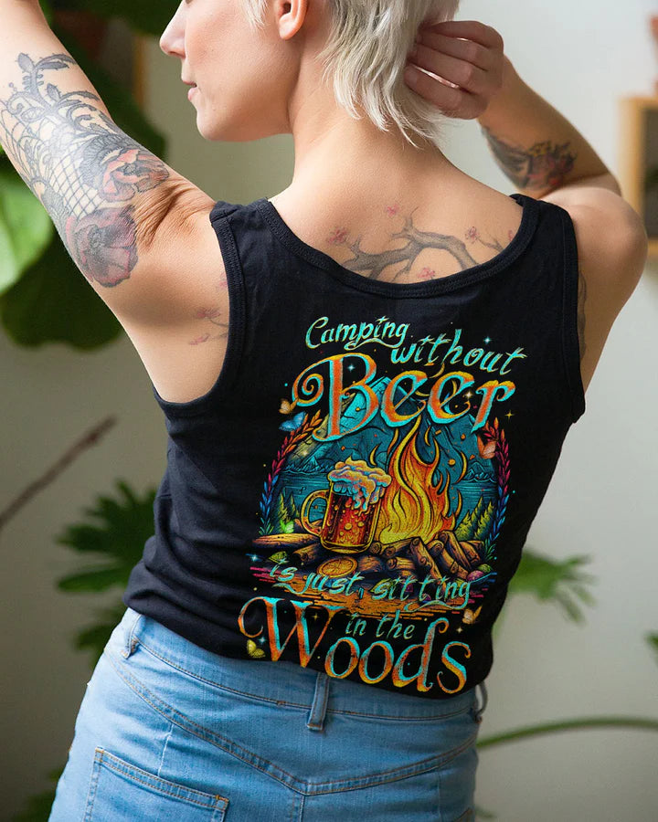 BLISSCORNERS CAMPING WITHOUT BEER IS JUST SITTING IN THE WOODS ALL OVER PRINT