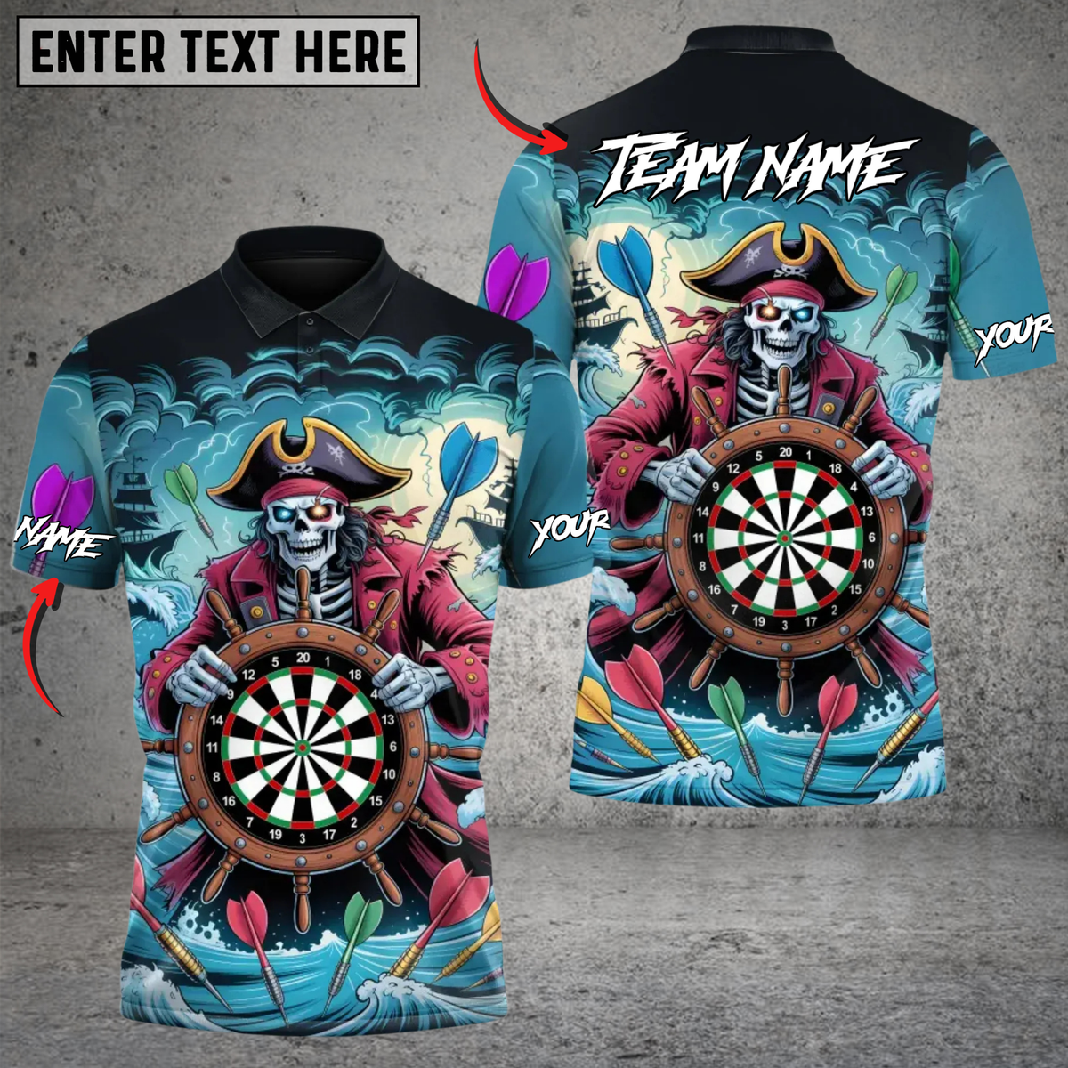Blisscorners Pirate Reaper Dartboard Darts Personalized Name 3D Unisex Shirt