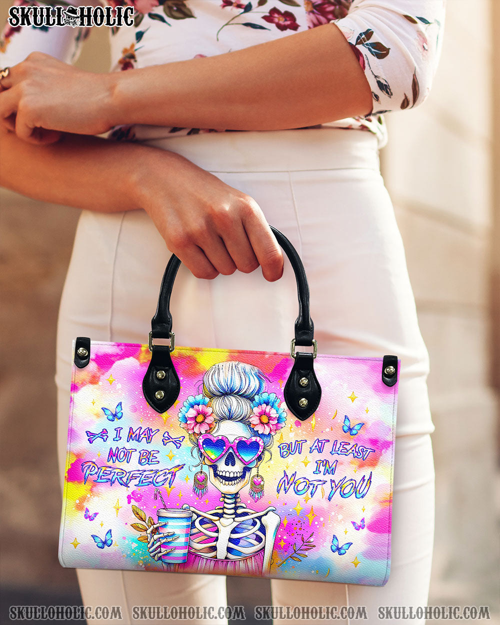 BLISSCORNERS I MAY NOT BE PERFECT LEATHER HANDBAG