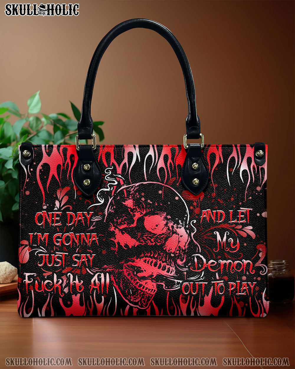 BLISSCORNERS ONE DAY I'M GONNA JUST SAY LEATHER HANDBAG