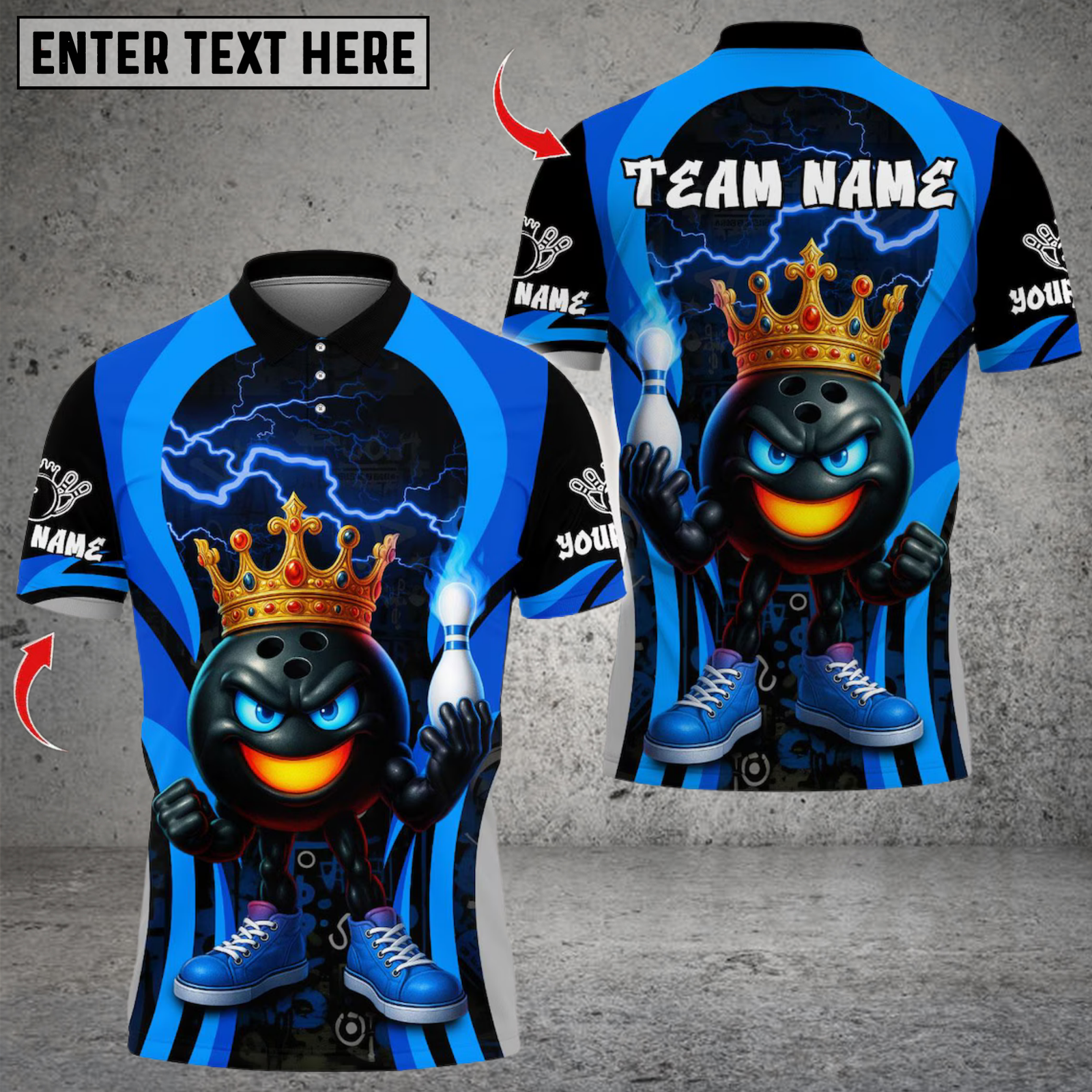 Blisscorners Bowling King Flame Ball Design Multicolor Customized Name, Team Name 3D Shirts